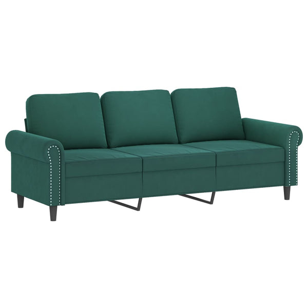 3-Seater Sofa Dark Green 70.9" Velvet