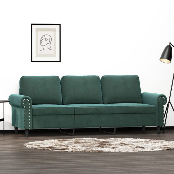 3-Seater Sofa Dark Green 70.9" Velvet