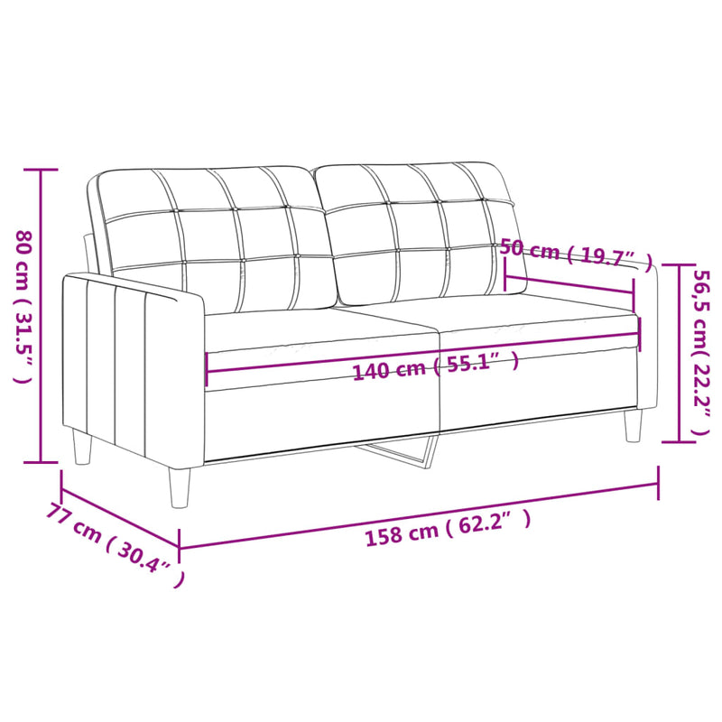 2-Seater Sofa Black 55.1" Fabric