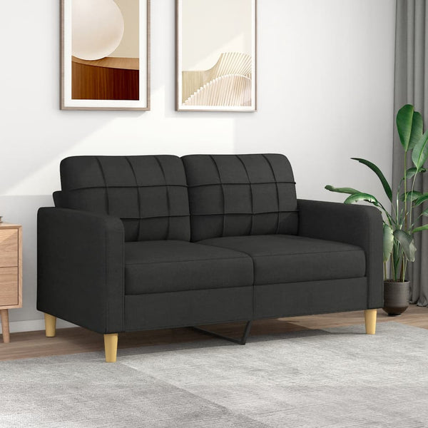 2-Seater Sofa Black 55.1" Fabric