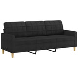 3-Seater Sofa Black 70.9" Fabric