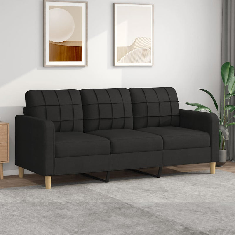 3-Seater Sofa Black 70.9" Fabric