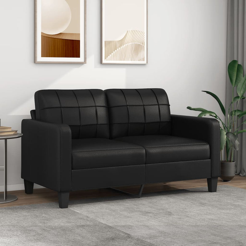 2-Seater Sofa Black 55.1" Faux Leather