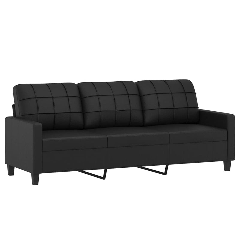 3-Seater Sofa Black 70.9" Faux Leather