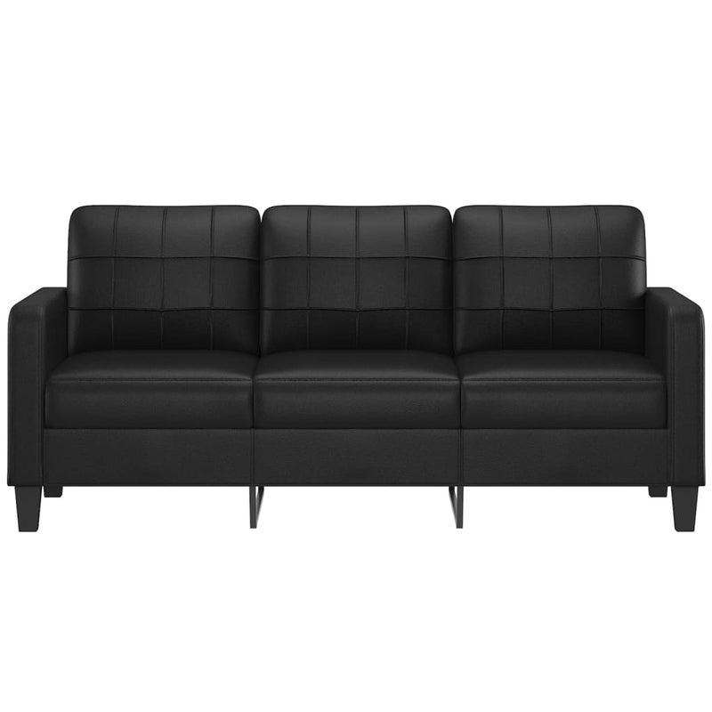 3-Seater Sofa Black 70.9" Faux Leather