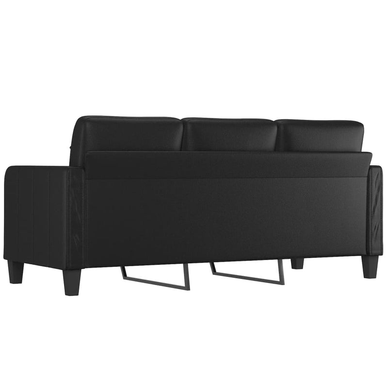 3-Seater Sofa Black 70.9" Faux Leather