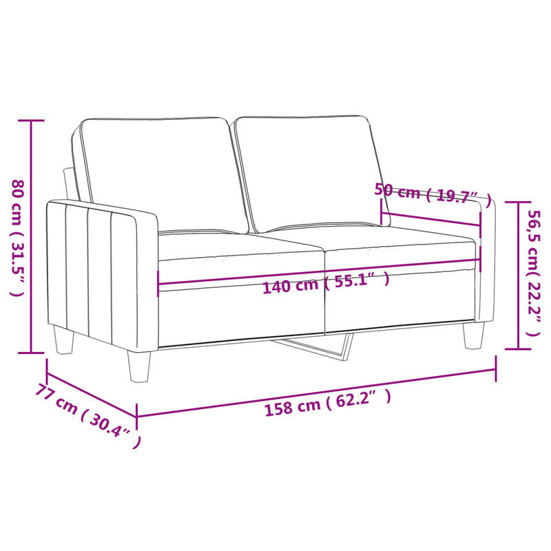 2-Seater Sofa Black 55.1" Faux Leather