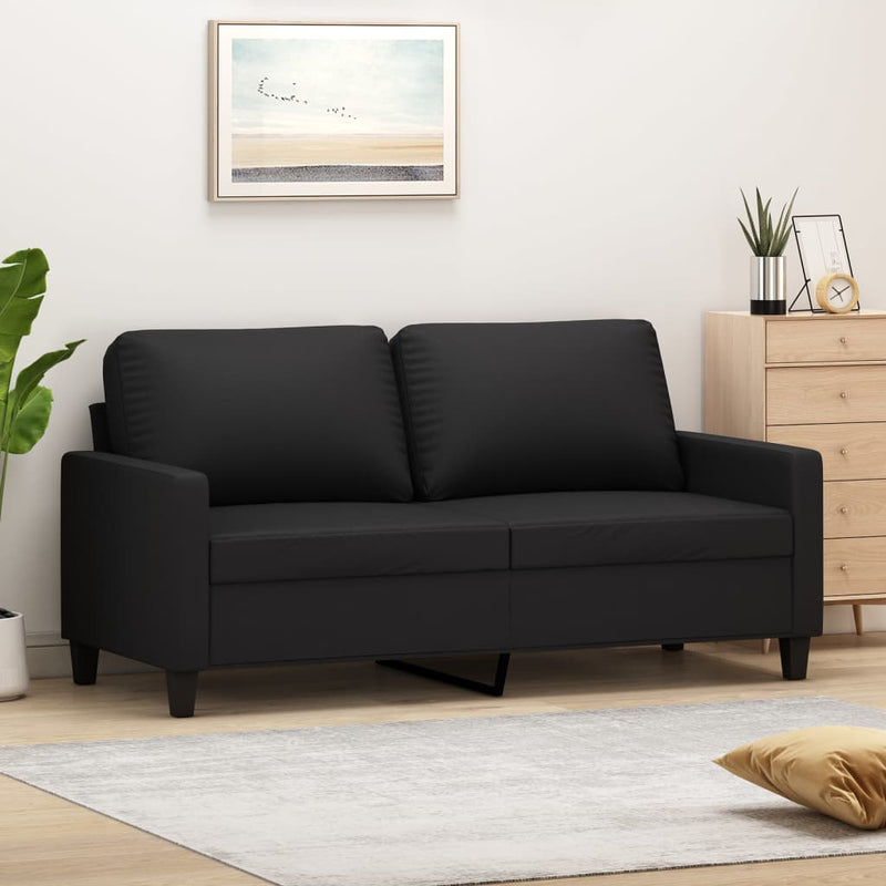 2-Seater Sofa Black 55.1" Faux Leather