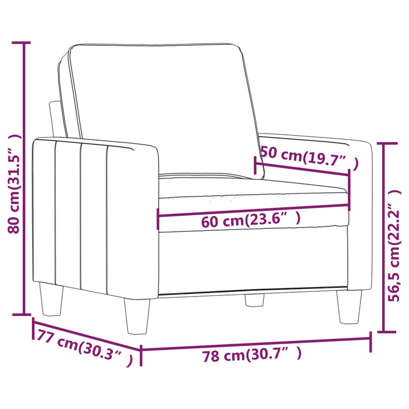 Sofa Chair Dark Gray 23.6" Fabric