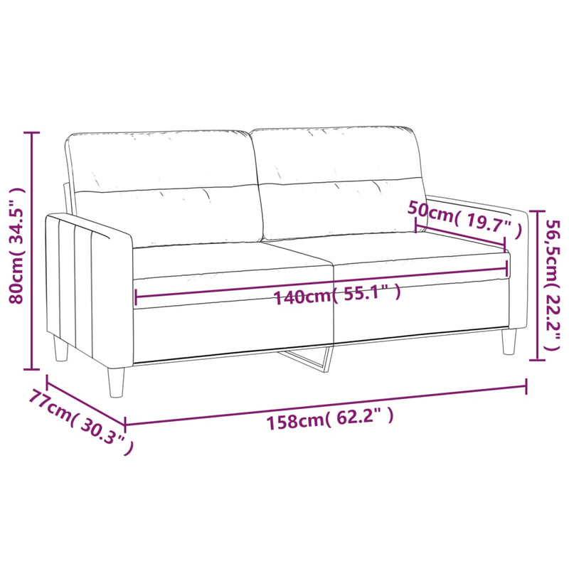 2-Seater Sofa Dark Gray 55.1" Fabric