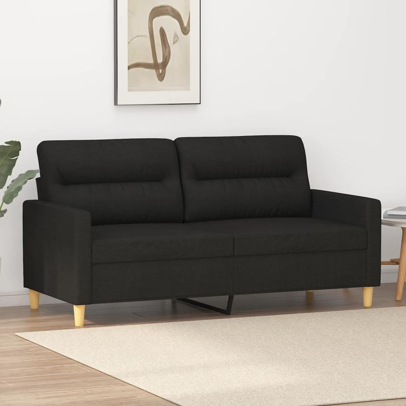 2-Seater Sofa Black 55.1" Fabric