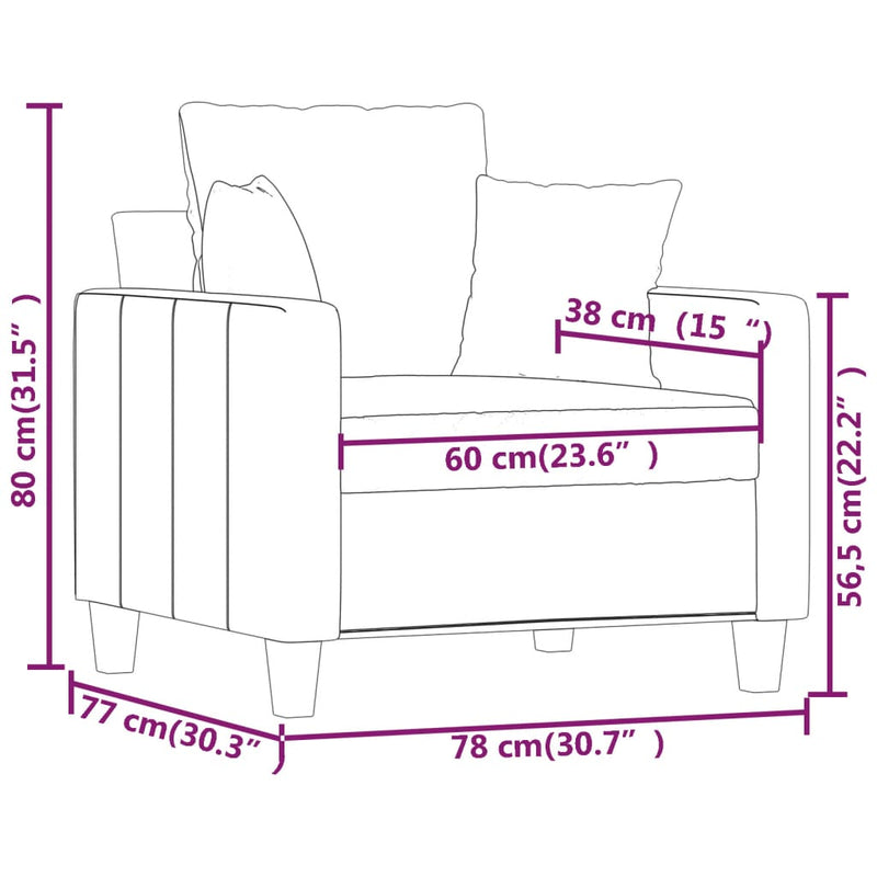 Sofa Chair Dark Gray 23.6" Fabric