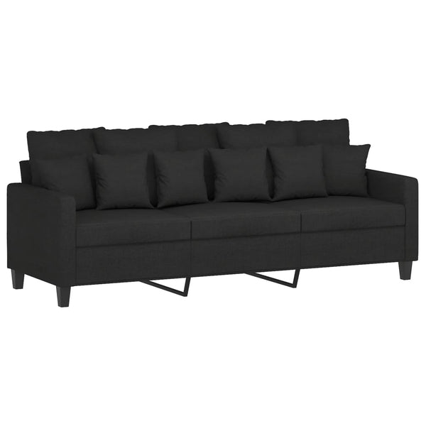 3-Seater Sofa Black 70.9" Fabric