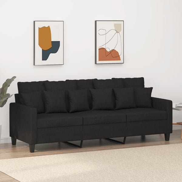 3-Seater Sofa Black 70.9" Fabric