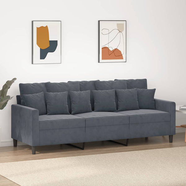 3-Seater Sofa Dark Gray 70.9" Velvet