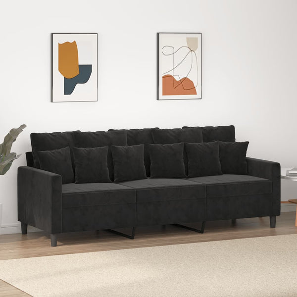 3-Seater Sofa Black 70.9" Velvet