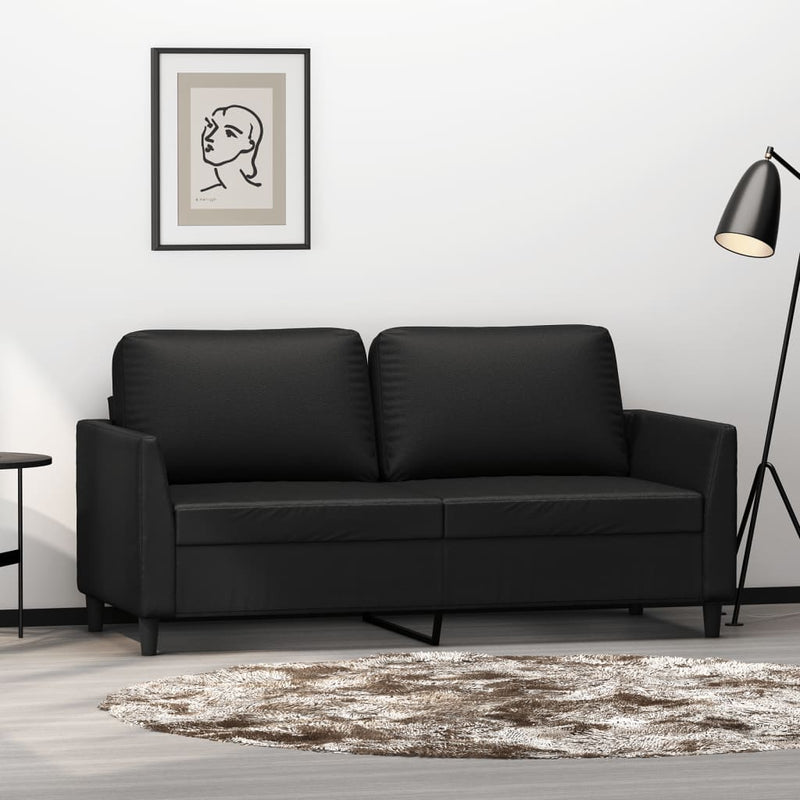 2-Seater Sofa Black 55.1" Faux Leather