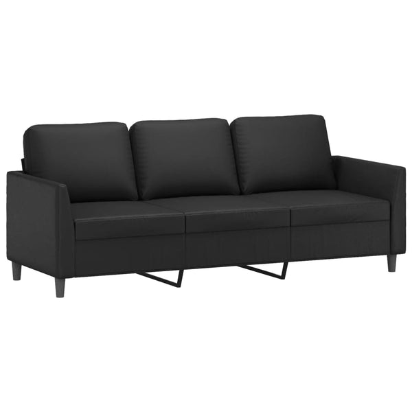 3-Seater Sofa Black 70.9" Faux Leather