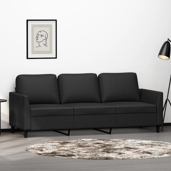 3-Seater Sofa Black 70.9" Faux Leather