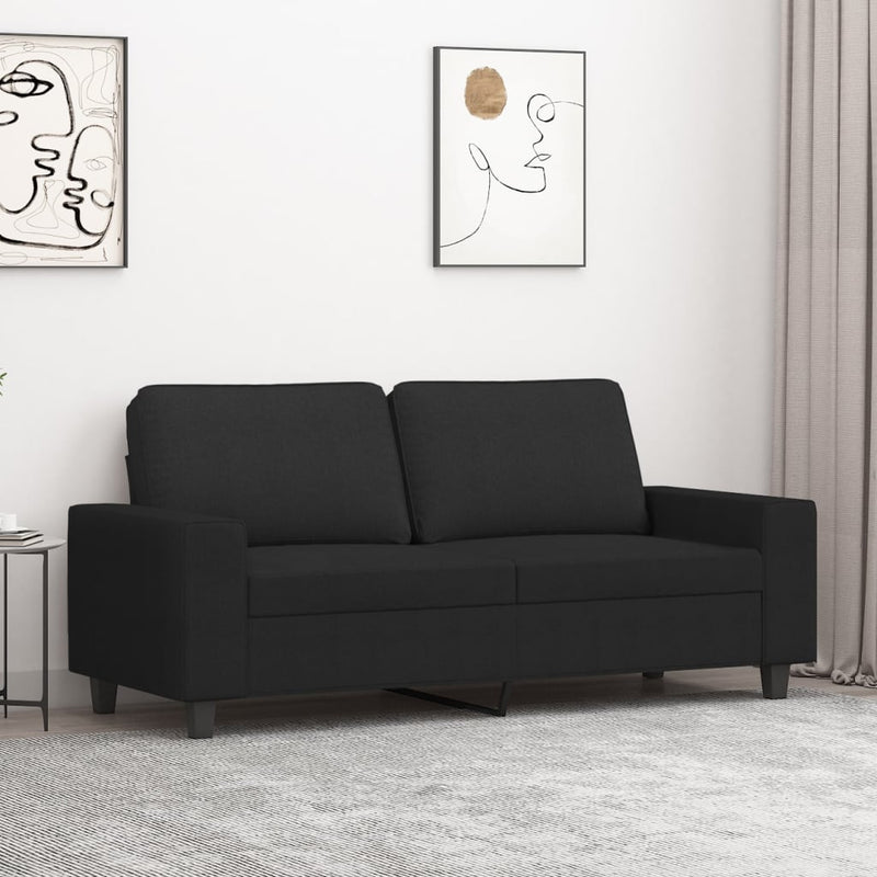 2-Seater Sofa Black 55.1" Fabric