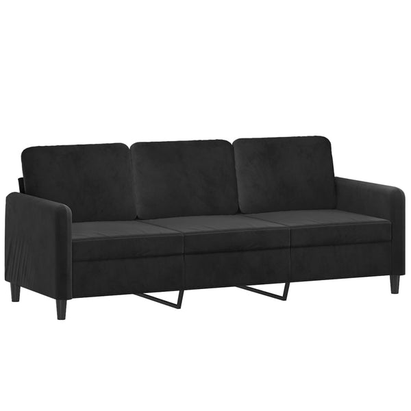 3-Seater Sofa Black 70.9" Velvet