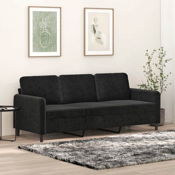 3-Seater Sofa Black 70.9" Velvet