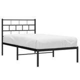 Metal Bed Frame with Headboard Black 39.4"x78.7"