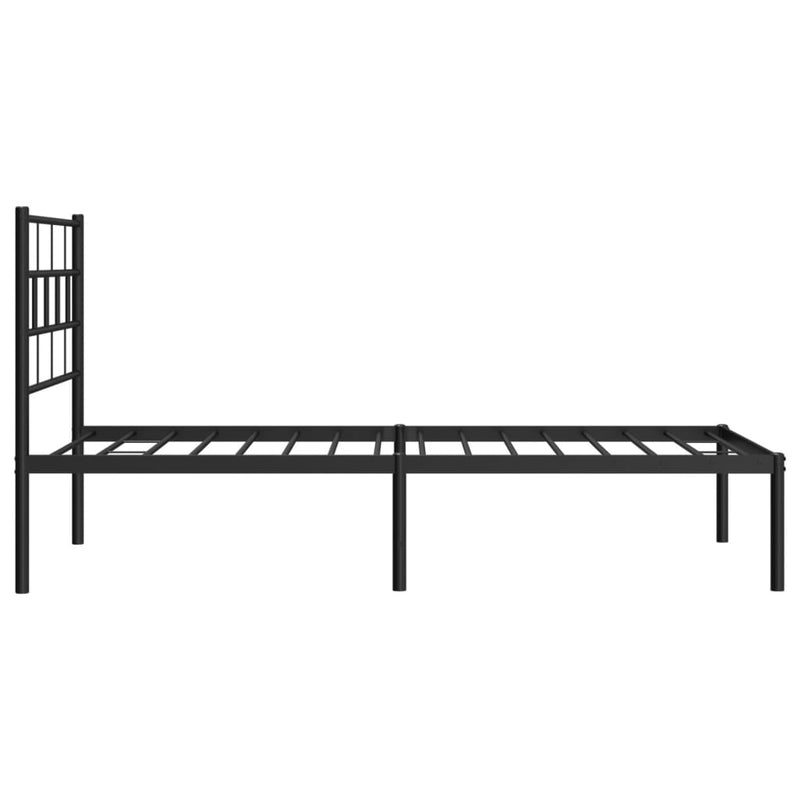 Metal Bed Frame with Headboard Black 39.4"x78.7"