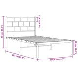 Metal Bed Frame with Headboard Black 39.4"x78.7"