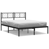 Metal Bed Frame with Headboard Black 53.1"x74.8"