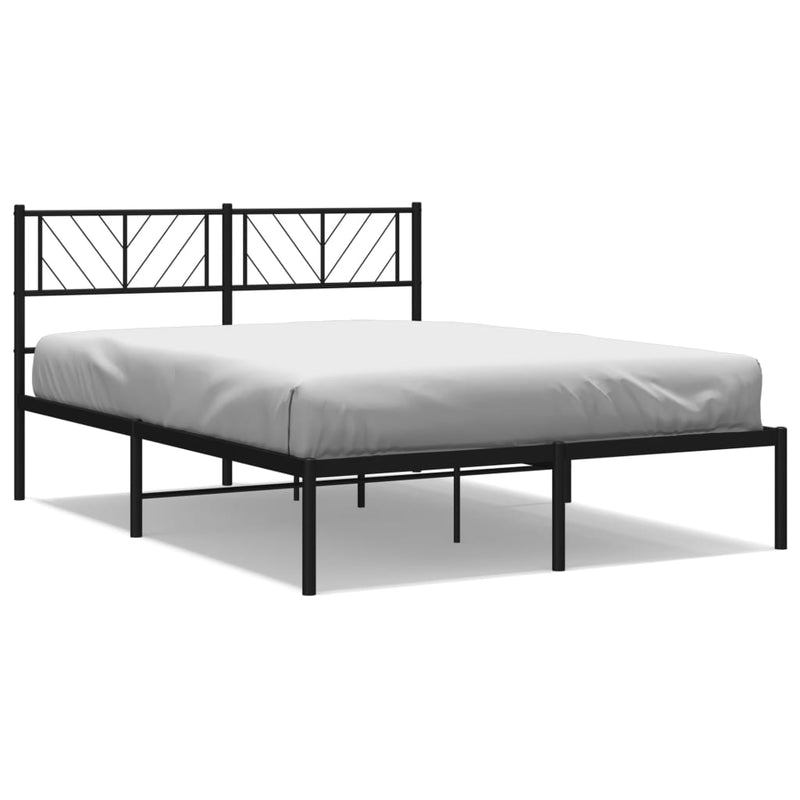 Metal Bed Frame with Headboard Black 53.1"x74.8"