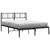 Metal Bed Frame with Headboard Black 53.1"x74.8"