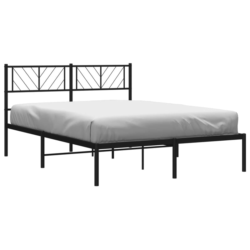 Metal Bed Frame with Headboard Black 53.1"x74.8"