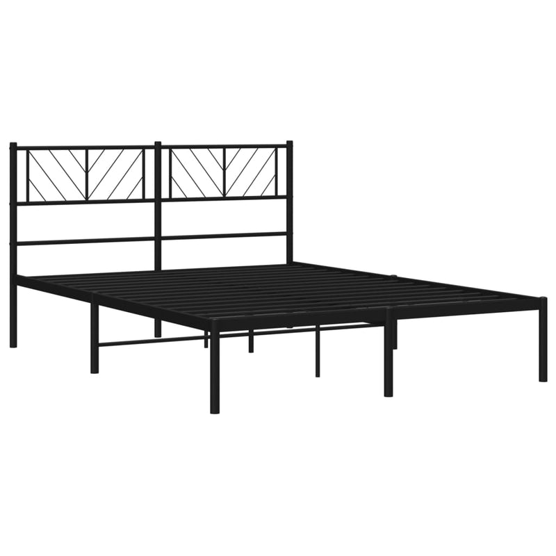 Metal Bed Frame with Headboard Black 53.1"x74.8"