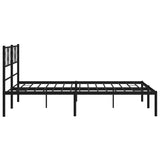 Metal Bed Frame with Headboard Black 53.1"x74.8"