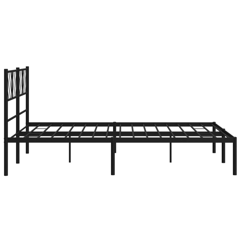 Metal Bed Frame with Headboard Black 53.1"x74.8"