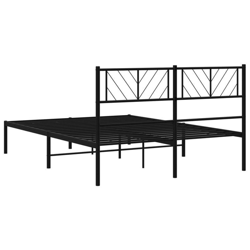 Metal Bed Frame with Headboard Black 53.1"x74.8"