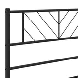 Metal Bed Frame with Headboard Black 53.1"x74.8"