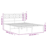 Metal Bed Frame with Headboard Black 53.1"x74.8"