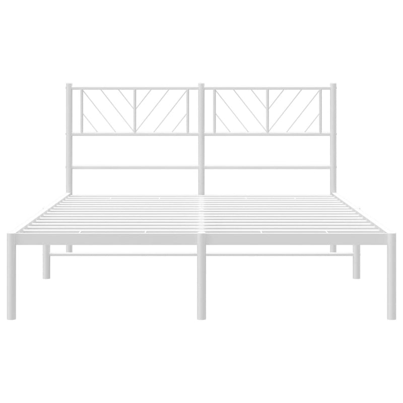 Metal Bed Frame with Headboard White 53.1"x74.8"