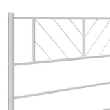 Metal Bed Frame with Headboard White 53.1"x74.8"