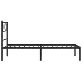 Metal Bed Frame with Headboard Black 39.4"x78.7"