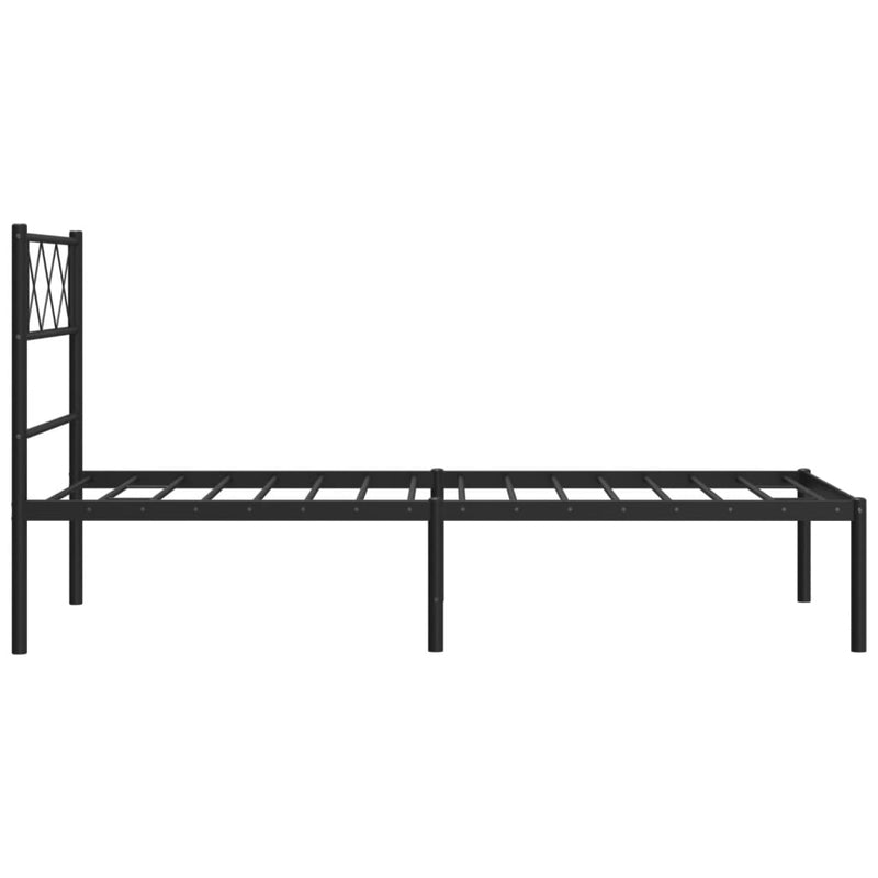 Metal Bed Frame with Headboard Black 39.4"x78.7"