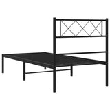 Metal Bed Frame with Headboard Black 39.4"x78.7"