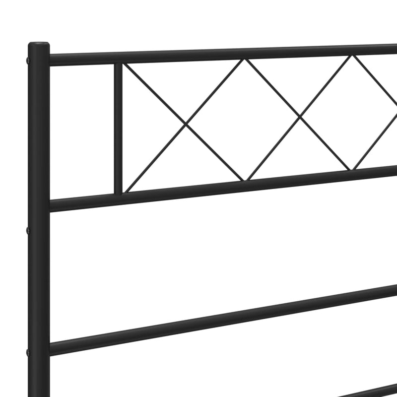 Metal Bed Frame with Headboard Black 39.4"x78.7"