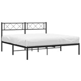 Metal Bed Frame with Headboard Black 53.1"x74.8"