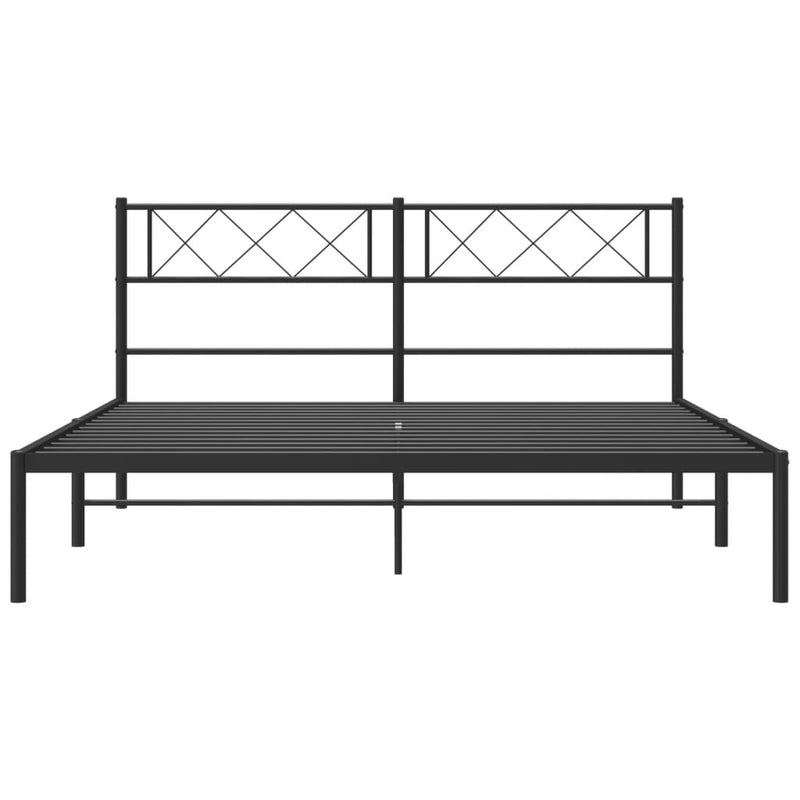 Metal Bed Frame with Headboard Black 53.1"x74.8"