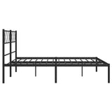 Metal Bed Frame with Headboard Black 53.1"x74.8"