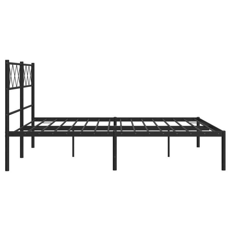 Metal Bed Frame with Headboard Black 53.1"x74.8"