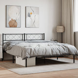 Metal Bed Frame with Headboard Black 53.1"x74.8"